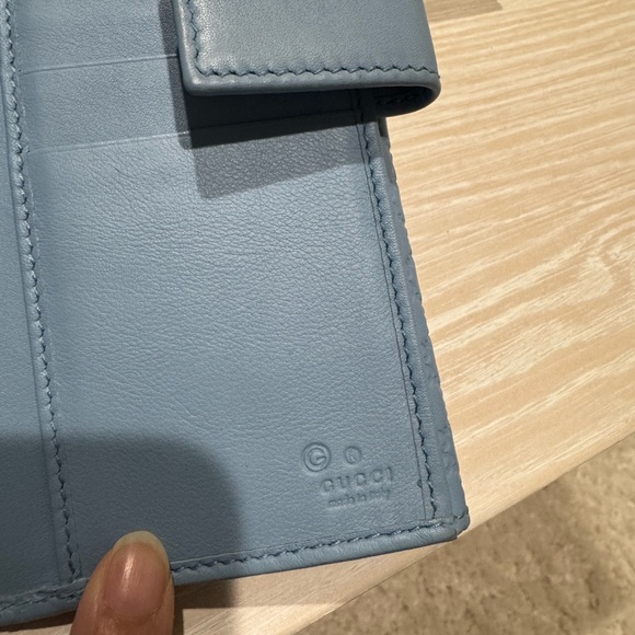 Gucci Light Blue Embossed Leather Wallet - Picture 6 of 8